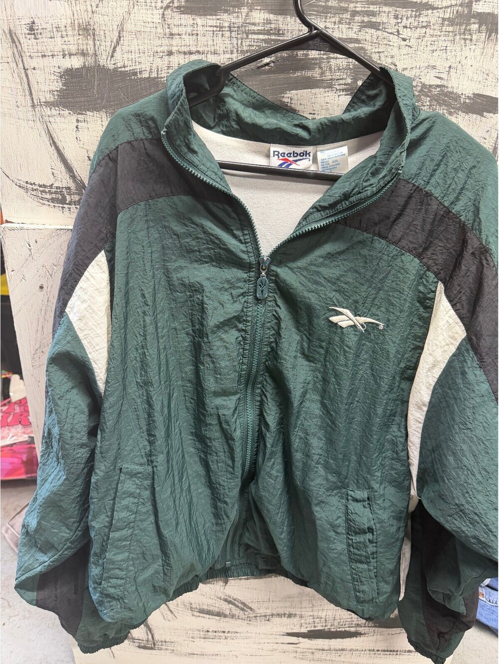 vintage 80s/90s reebok track jacket mens large windbreaker
